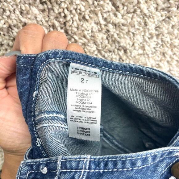 Carhartt Shortalls Baby 2T Denim Blue Jean and White Polka Dot - Picture 5 of 5